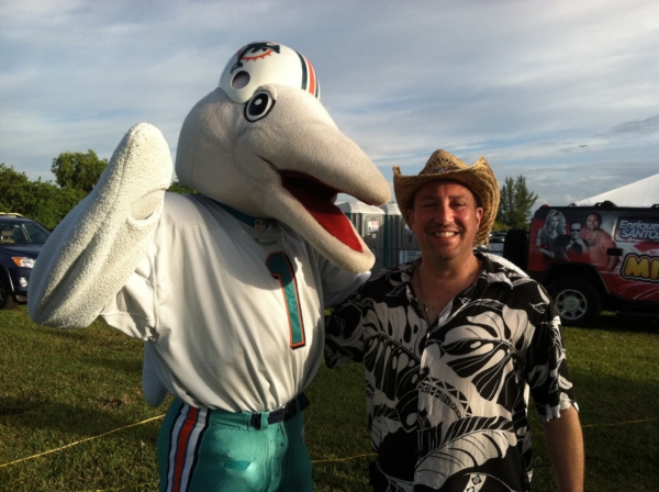 DJ Gary Gore and the Miami Dolphin Mascot