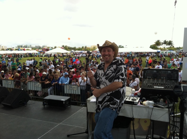 DJ Gary Gore on stage for the Walk for Autism event